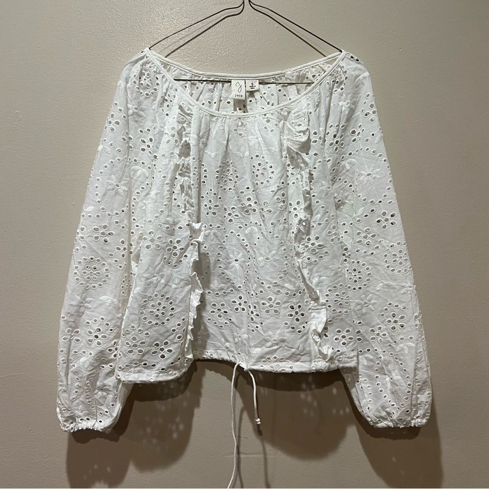 Joie White Eyelet Peasant Blouse